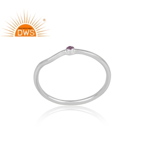 Vente en gros de bague en argent améthyste, ensemble de bijoux ronds naturels faits à la main et martelés à la main, vente en gros, 925 - Product Image 2