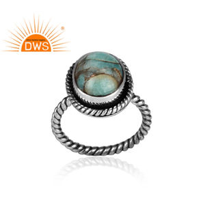 Natural <b>Copper</b> Amazonite Gemstone Twisted <b>Band</b> Ring 925 Sterling Silver Dainty Statement Engagement Ring Jewelry Wholesaler - Product Image 1