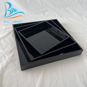 Ensemble de plateaux de service en laque de luxe pour la décoration de la maison pour Thanksgiving, 3 tailles carrées, noir, Bao Minh Linda 2410, fabricant vietnamien - Product Image 2
