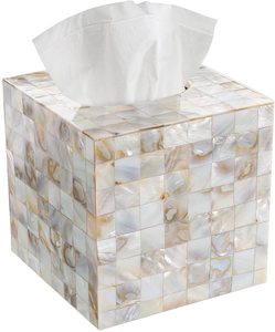 Boîte à mouchoirs en nacre pour porte-mouchoirs de maison de noël décorer à la main nacre blanche - Product Image 4