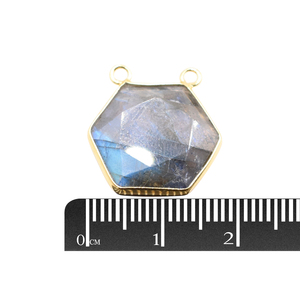 Pendentif en argent sterling 925 plaqué or avec labradorite de forme hexagonale, fabrication artisanale de bijoux - Product Image 3