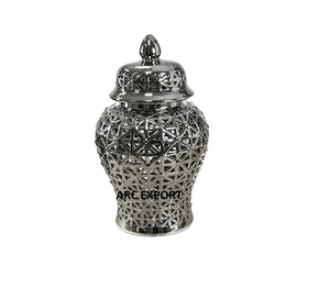 Antique Silver Metal Luxury Kitchen Storage Ginger Jar