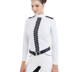 Chemises équestres pour femmes mélangeant le style de façon transparente avec des hauts à manches longues offrant des couches de base et des hauts de spectacle à séchage rapide - Product Image 2