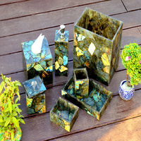 Ensemble d'accessoires de salle de bain en cristal de labradorite naturelle, ensemble d'articles utilitaires en pierre et en verre pour la salle de bain |   Fournisseur en gros