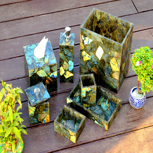 ชุดอุปกรณ์อาบน้ำคริสตัลลาบราดอไรต์ธรรมชาติ ชุดอุปกรณ์ห้องน้ำหินแก้ว |   ผู้จัดจำหน่ายสินค้าขายส่งจำนวนมาก - Product Image 3