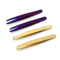 Pinzas para Cejas de Calidad Profesional al por Mayor, Marca Personalizada, Curvas y Inclinadas, Herramientas de Belleza Cosmética Personalizadas de Acero Inoxidable