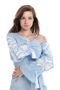 2022 nouveau été élégant taille haute femmes robe décontracté O cou à manches longues brodé à la main dentelle florale décoration tissé méthode - Product Image 5