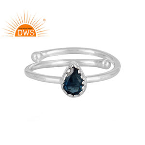 Fine 925สเตอร์ลิงแหวนปรับได้เครื่องประดับลอนดอนธรรมชาติสีฟ้าบุษราคัมพลอยแหวนเครื่องประดับผู้ค้าส่ง - Product Image 1