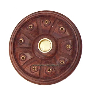 Wholesale Customize <b>Incense</b> <b>Burner</b> Holder Round Wooden Stick & <b>Cone</b> <b>Incense</b> Holder With Brass Inlay - Product Image 1
