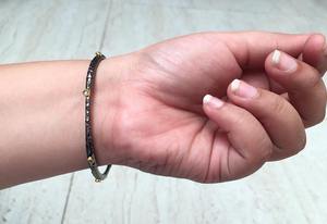 Anillo de plata esterlina 925 chapado en oro oxidado de rubí diamante martillo textura mayorista mujer hecho a mano pulsera de moda - Product Image 5