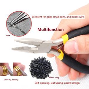 Pince à extensions de cheveux en acier inoxydable avec poignée en silicone noir et outil à micro-anneaux pour salon et usage domestique - Product Image 2