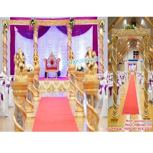 Pilares de cristal dorado para boda, escenario abierto, decoración tradicional de escenario, boda, Estados Unidos, Tamil - Product Image 1