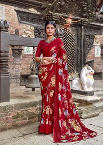 Meilleure qualité Occasion spéciale Georgette imprimé fleuri Saree femmes pour fête porter au prix de gros de l'Inde - Product Image 5