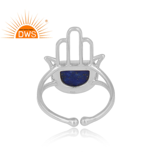 Hamas Hand-anillo de plata de ley 925 con diseño de lapislázuli, conjunto de piedras preciosas de lapislázuli azul facetadas, para mayorista - Product Image 4