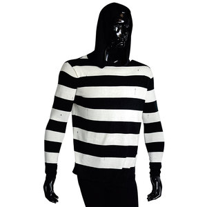 เสื้อมีฮู้ดแบบสวมหัวลายทางสำหรับผู้ใหญ่,เสื้อมีหมวกแบบมีซิปสีดำและสีขาวลายทางสีระเหิด - Product Image 5