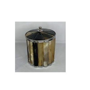 Natural Horn <b>Ice</b> <b>Bucket</b> and Bare-ware Horn Inlay on Stainless Steel <b>Ice</b> <b>Bucket</b> <b>with</b> Party Ware Use for Wood <b>Lid</b> - Product Image 4