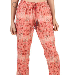 2021 nouveauté femmes décontracté multicolore imprimé pantalons longs 100% coton été pyjamas demi manches motif XL XXL tailles - Product Image 1
