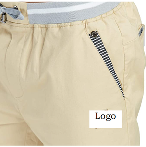 Pantalones cortos informales con cordón para hombre, Shorts de playa con cordón, 60% algodón, 35% Lino, 5% licra, a la moda - Product Image 4