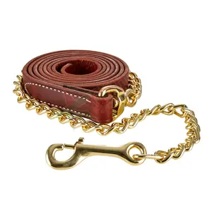100% Leather <b>Horse</b> Leads With <b>Brass</b> Chain <b>Horses</b> Halter Wholesale Equestrian <b>Horse</b> Halter Handy Halters with <b>Brass</b> Chain - Product Image 1