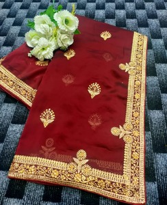 ชุดสะสมล่าสุดสำหรับผู้หญิงอินเดียสวมส่าหรีพร้อมเสื้อส่าหรีสาวเซ็กซี่สีส้มพร้อมเสื้อ - Product Image 2