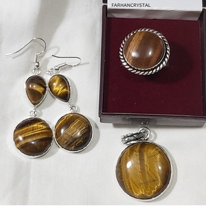 Conjunto de joyería de ojo de tigre, collar de piedras preciosas, joyería de plata de ley 925 o Latón | Ojo de Tigre, joyería de plata de ley 925 - Product Image 4