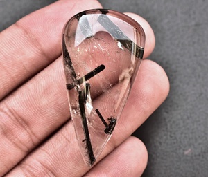 หินไหมขัดฟันแร่ควอตซ์ Cabochon,หินขัดหินแกรนิตสีดำคุณภาพสูงสำหรับทำเครื่องประดับ - Product Image 2