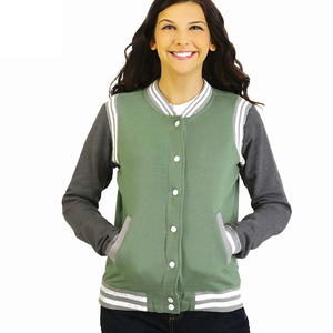Women's Breathable Button Closure Full Sleeve Stand <b>Collar</b> Jacket Street Wear with Letterman Design for Sale - Product Image 1