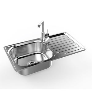 Évier de cuisine avec robinet, bol simple personnalisé en acier inoxydable - Product Image 3