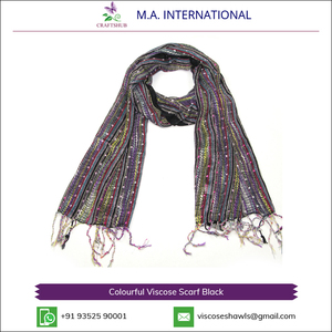 100% Viscose Unisex Colorful <b>Scarf</b> <b>Black</b> at Wholesale - Product Image 2