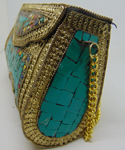 Bolso de Mano Tipo Clutch con Mosaico de Piedras Antiguo - Product Image 3