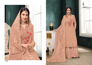 Dernières tendances vêtements de mariage lourd fausse georgette broderie séquence travail Salwar Kameez robe indienne pour femme salwar kameez - Product Image 2