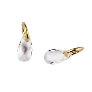 Conector de colgante de cuarzo transparente de pera, 5x10mm, facetado chapado en oro, una sola bola, hecho a mano - Product Image 1