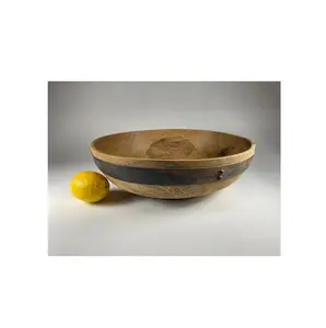 Wholesale Acacia Wooden Salad Bowl Antique Natural Salad Bowl for <b>Dinnerware</b> Salad Hands Server Hot Product - Product Image 1
