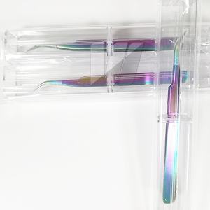 Pinzas profesionales de Extensión de pestañas de acero inoxidable arcoíris de alta calidad, logotipo personalizado, punta de volumen, uso de pestañas sostenible - Product Image 6