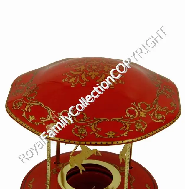 Carrusel decorativo de cerámica, hecho en Italia, color rojo y dorado, faberge dream con vela