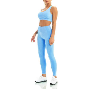 Ensembles de leggings et soutiens-gorge de yoga pour femmes, vêtements de fitness OEM, Spandex/Polyester, respirants, séchage rapide, grandes tailles, vêtements d'entraînement en gros - Product Image 3