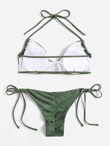 Maillot de bain d'été sexy de luxe pour femmes Bikini licou à cordon imprimé de logo personnalisé pour adultes - Product Image 2