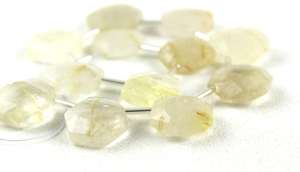 12 piezas de piedras preciosas de rutilo dorado Natural, cuentas hexagonales facetadas Briolette para joyería, pulsera, collar, venta al por mayor - Product Image 2