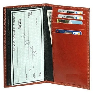 Coque de carreaux en cuir marron avec logo personnalisé, plusieurs emplacements pour cartes - Product Image 1