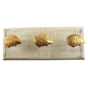 Designer Golden <b>Wooden</b> Hedgehog <b>Towel</b> Coat Hook Bathroom <b>Towel</b> Holder Wall Hanging Clothes Hanger Durable Indian Craft Wholesale - Product Image 1