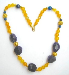 Faceted Tumble and Yellow Onyx <b>Beads</b> <b>Necklace</b> - Product Image 1