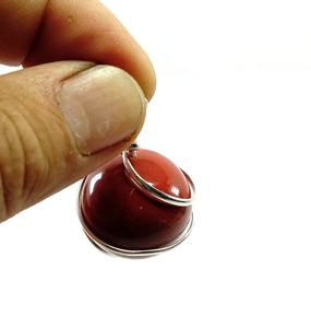 High quality red jasper <b>sphere</b> Wire Wrapped Pendant Classic Style Quartz <b>Crystal</b> ball Gemstone Necklace Healing Stone wholesaler - Product Image 6