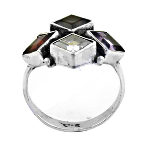 Caro ANILLO DE PLATA 925 amatista y CZ y granate y cuarzo ahumado para Aniversario de fiesta de boda - Product Image 2