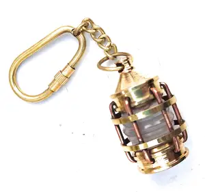 Brass Lantern Key Chain Antique pattern Nautical Brass Lantern Type Safety Key Chain Gift Item