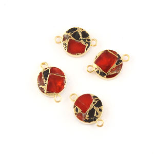 Offre Spéciale bijoux mojave rouge cuivre turquoise connecteur forme ronde or électrolytique connecteur double boucle connecteur - Product Image 6