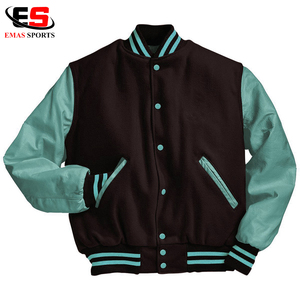 Chaquetas universitarias de estilo Puffer de tendencia superior para hombres y mujeres, mangas ligeras de cuero genuino, bolsillos de cuello con capucha y logotipo personalizado - Product Image 2