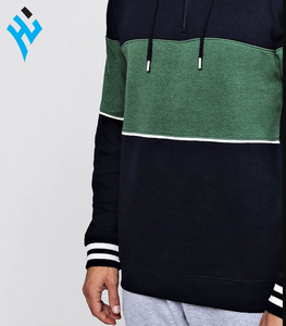 Haute qualité hommes mode Zip Up couleur bloc hommes à capuche dans le panneau capuche en gros plaine sweats à capuche bio 100% coton hommes à capuche - Product Image 4