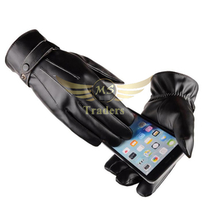 New Arrival Custom Outdoor Sport Driving Leather Warm Thicken Cold Proof Men Touch Screen Winter Hand <b>Gloves</b> for Men Pu Leather - Product Image 5