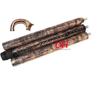 Bastón de latón náutico con mango de latón, bastón de cuero marrón en relieve, bastón antiguo hecho a mano. Regalo del Día del Padre - Product Image 4