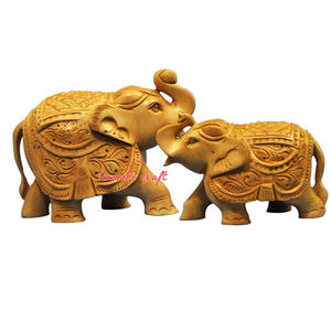 Estatuilla de artesanía de madera tradicional de recuerdo de elefante de madera tallada a mano India para decoración del hogar, regalos o Exhibición cultural - Product Image 3